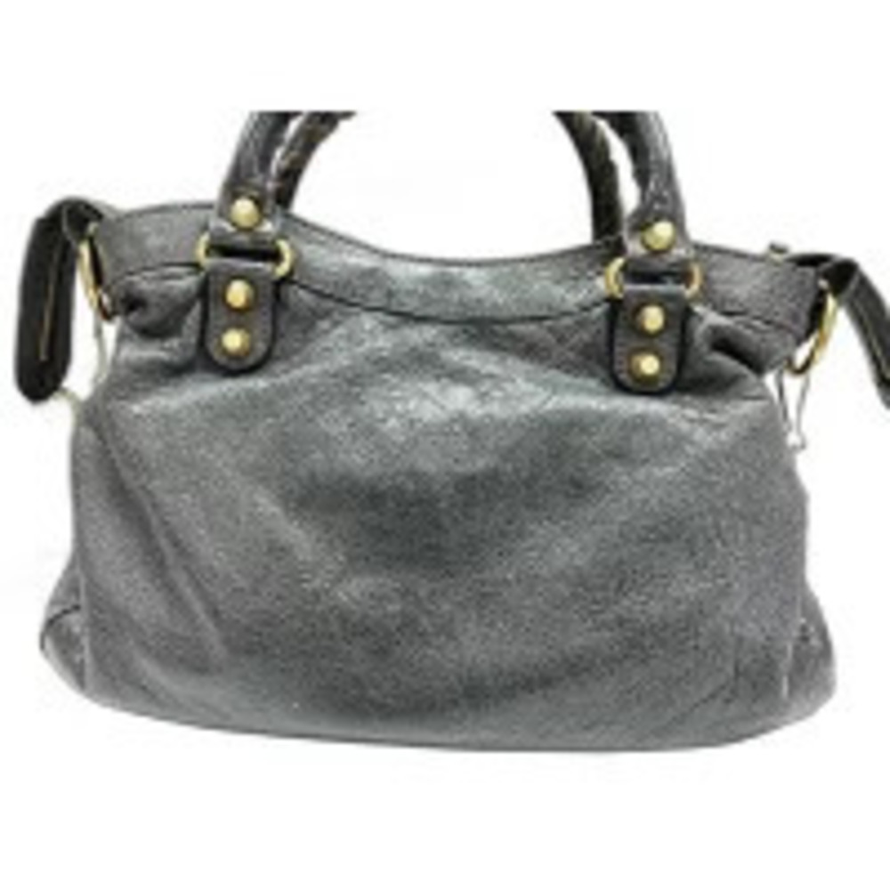 Balenciaga Leather Giant Town Handbag Navy Blue